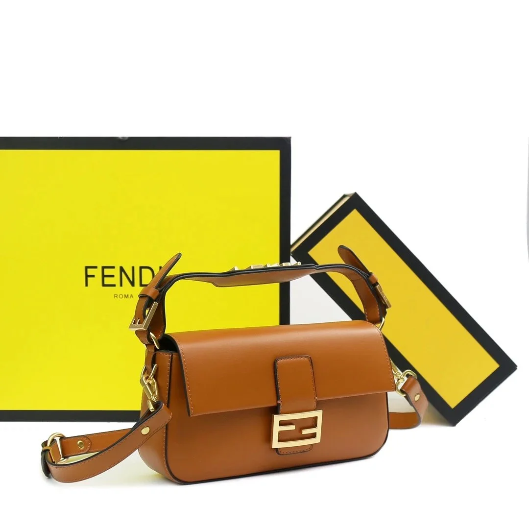 Fendi Fendi Iconic Baguette Tan Leather Shoulder Bag Brown - 1