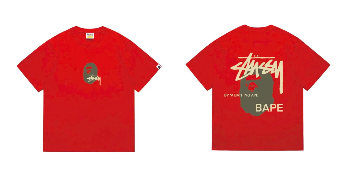 A Bathing Ape A Bathing Ape BAPE STA T-Shirt 210 Red Casual Top Red - 1