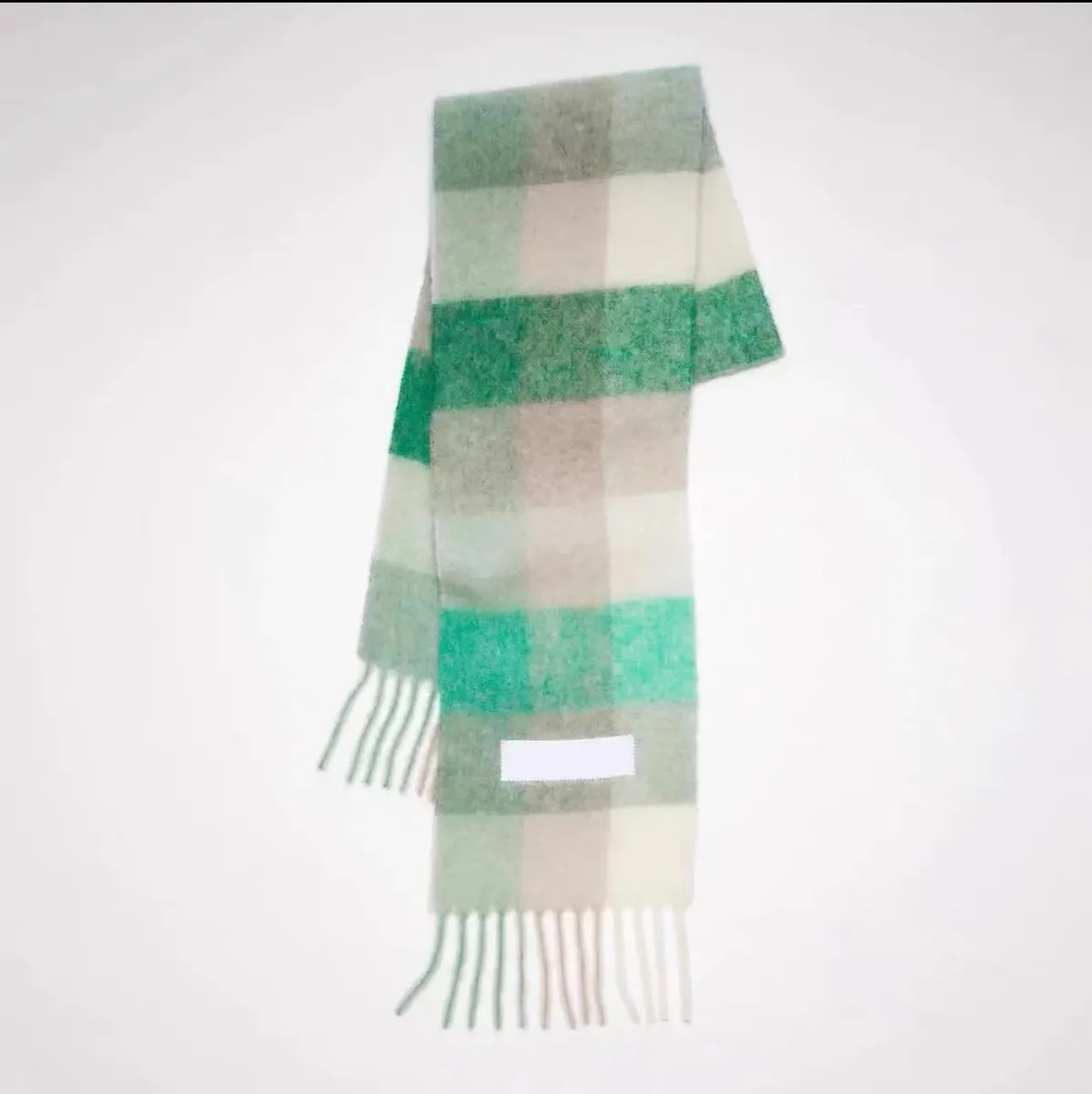 Other Green & White Plaid Scarf Green