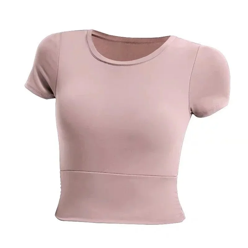 Other Coffee Pink Short Sleeve Crop Top Brown - 1