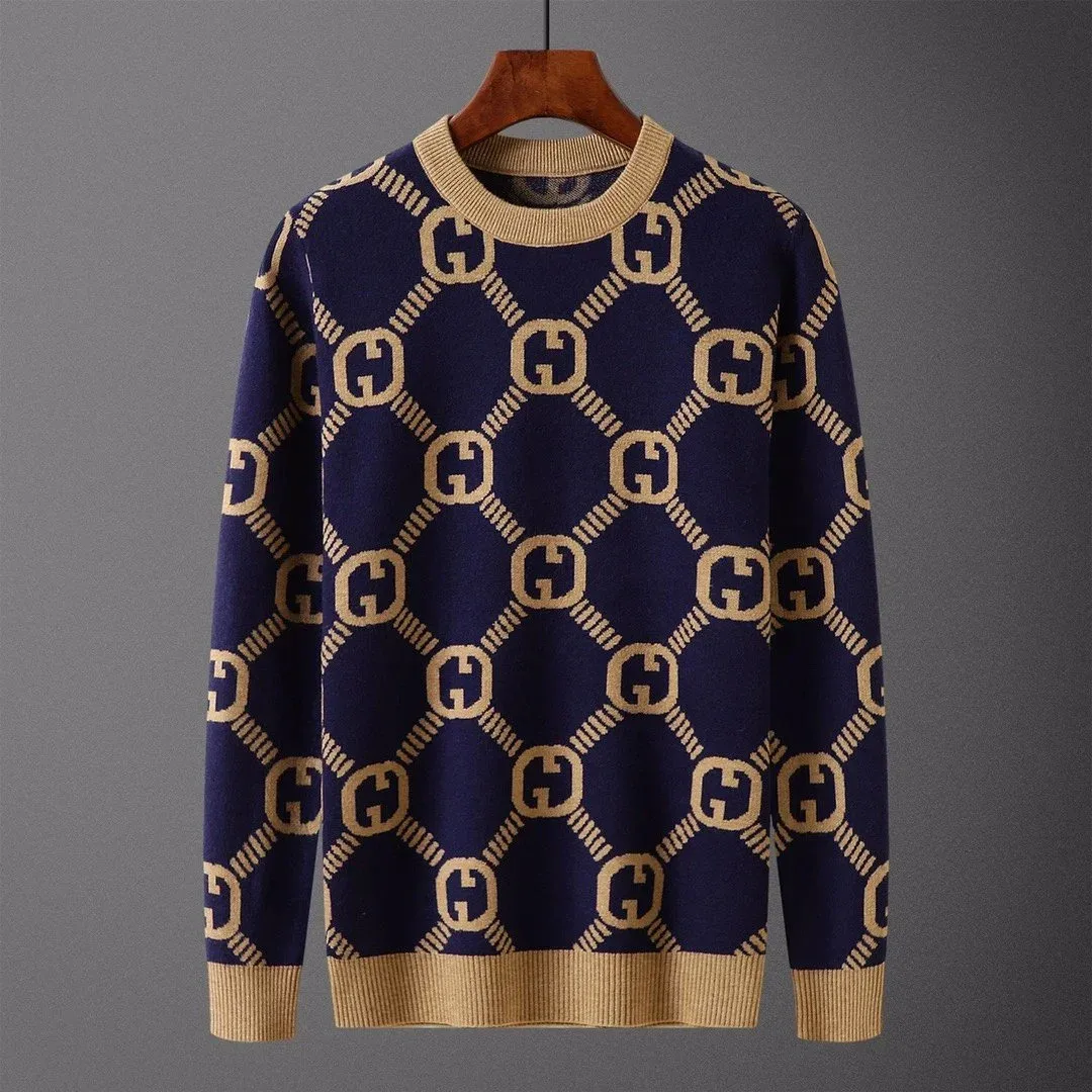 Gucci Gucci GG Supreme Navy & Beige Knit Sweater Navy - 1