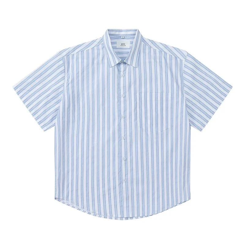 Other Striped Short Sleeve Shirt in Light Blue/White Blue - 1