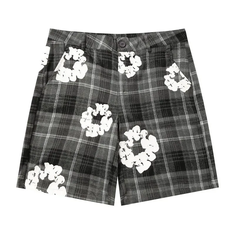Other 618 Grey Plaid Shorts with White Floral Print Grey - 1