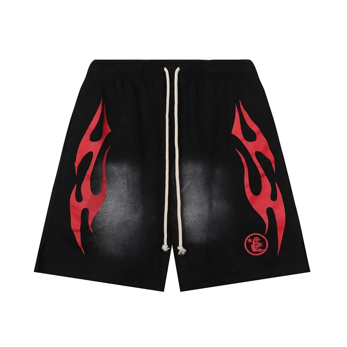 Other Black Red Flame Print Shorts Black - 1