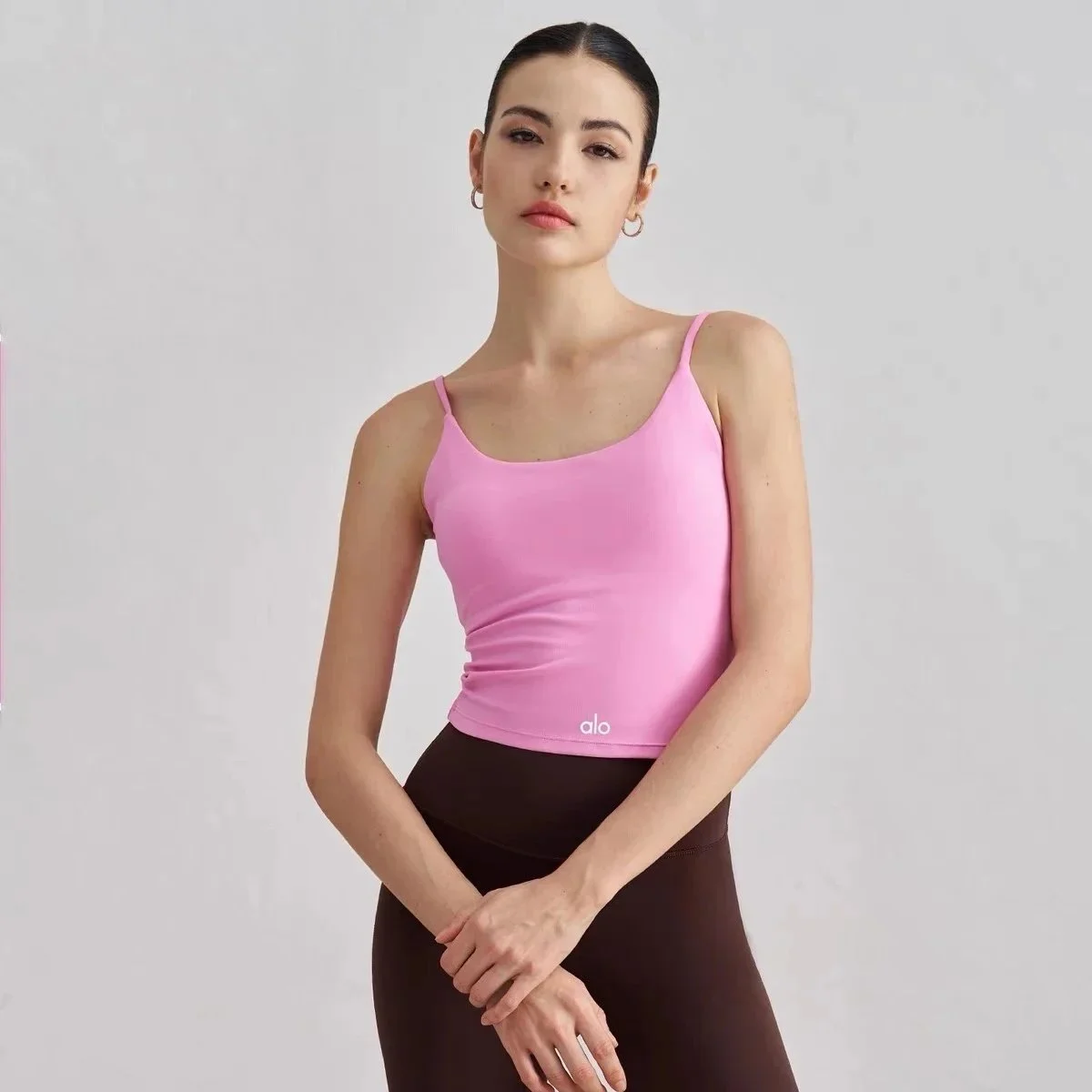 Alo Yoga Alo Lace Up Tank Top Prism Pink Tops Pink - 1