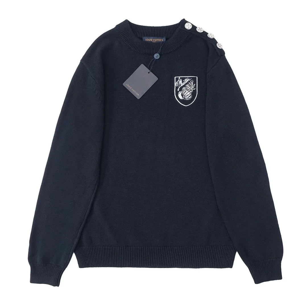 Louis Vuitton Navy Shield Crest Knit Sweater