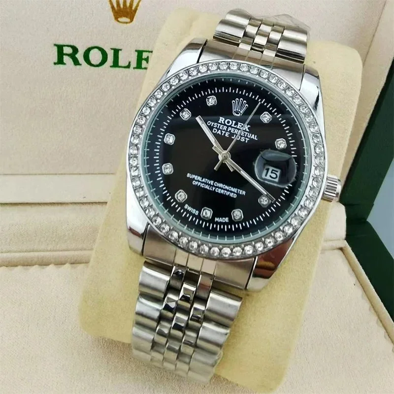 Rolex Rolex Oyster Perpetual Datejust Black Diamond Bezel Watch Black