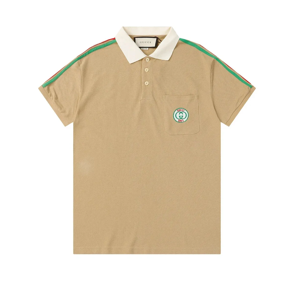 Gucci Gucci Web Stripe Beige/Green-Red Polo Shirt Beige
