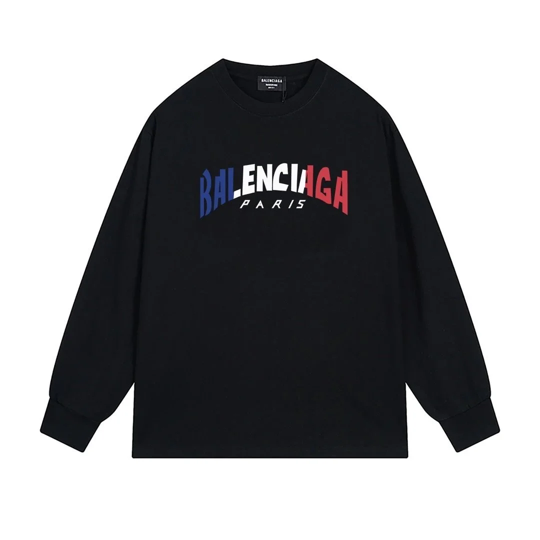 Balenciaga Balenciaga Paris Bold Logo Black Long-Sleeve T-Shirt Black - 1