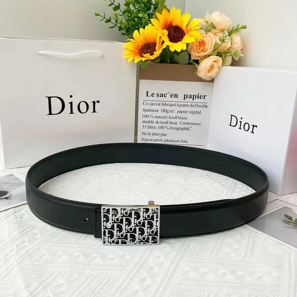 Dior Dior Black Monogram Belt Black