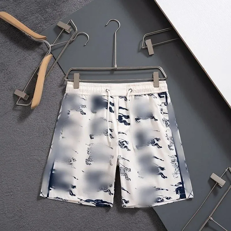 Other White Blue Abstract Print Shorts White - 1