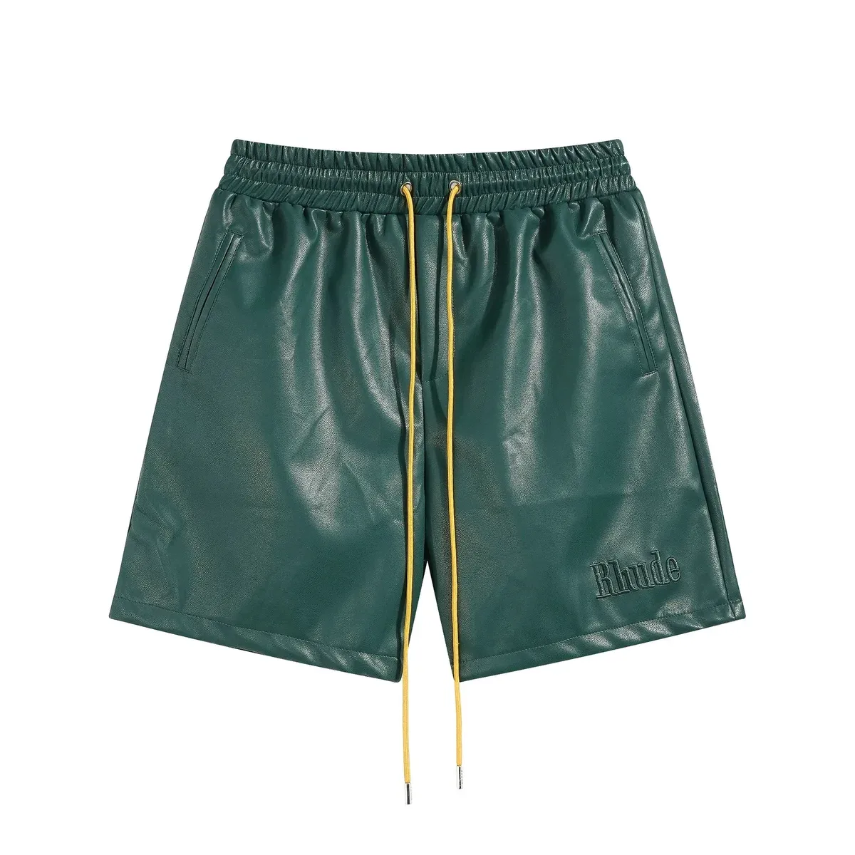 Rhude Rhude Racing Green Leather Shorts Green