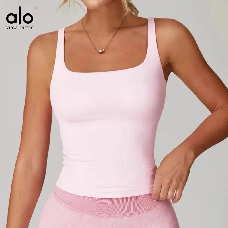 Alo Yuga Outls Alo Yuga Outls Square Neck Tank Top Pink Pink - 1