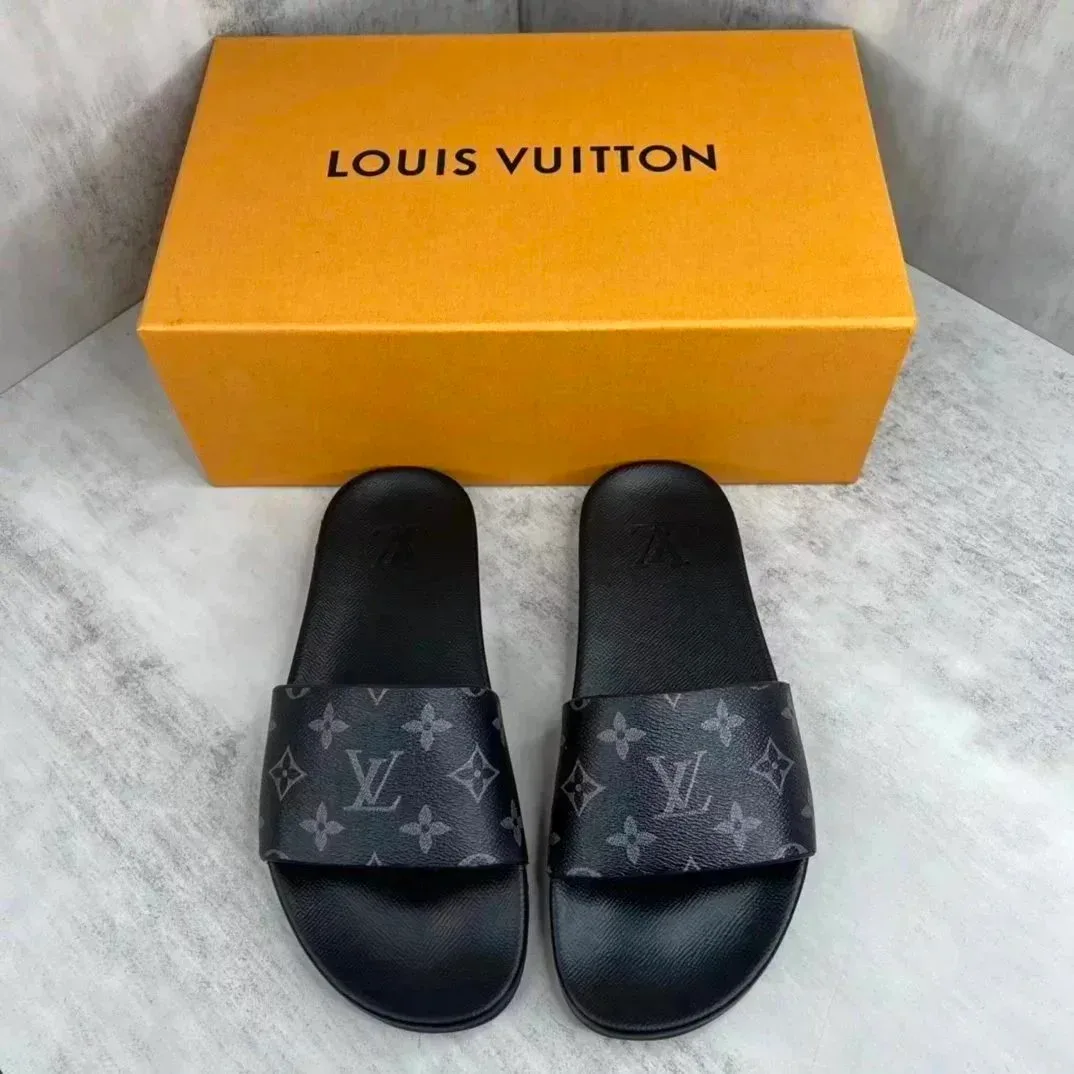 Louis Vuitton Louis Vuitton Monogram Black Slide Sandals Black