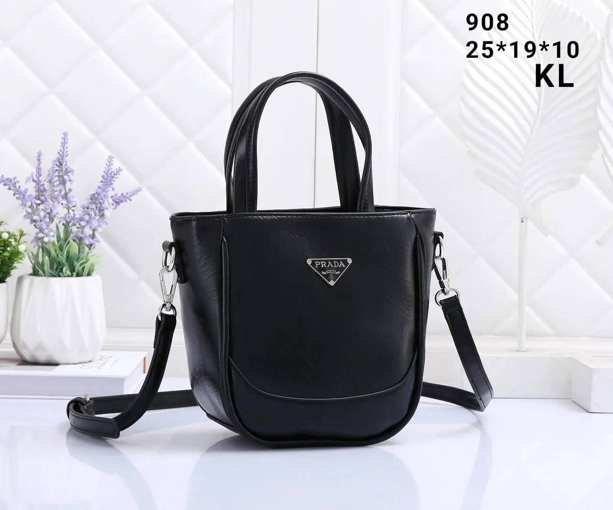 Prada Prada Triangle Logo 908-5 Black Handbag Black