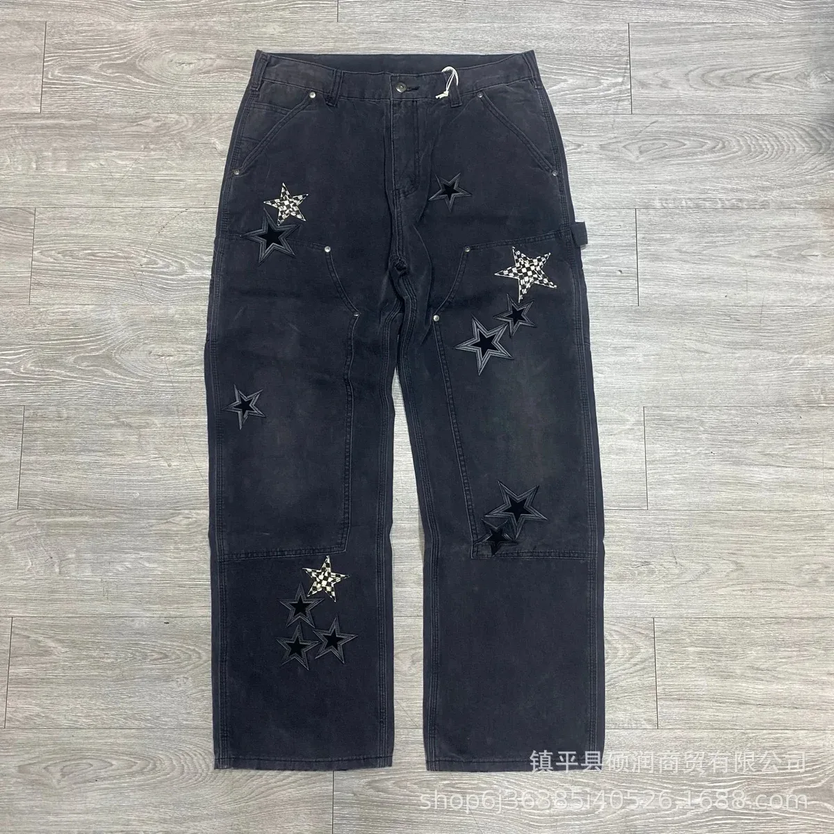 Chrome Hearts Chrome Hearts Black/Charcoal Star Embroidered Trousers Black