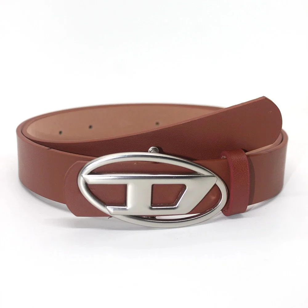 Other Unisex Leather Belt with Metal Buckle in Mocha Brown Brown - 1