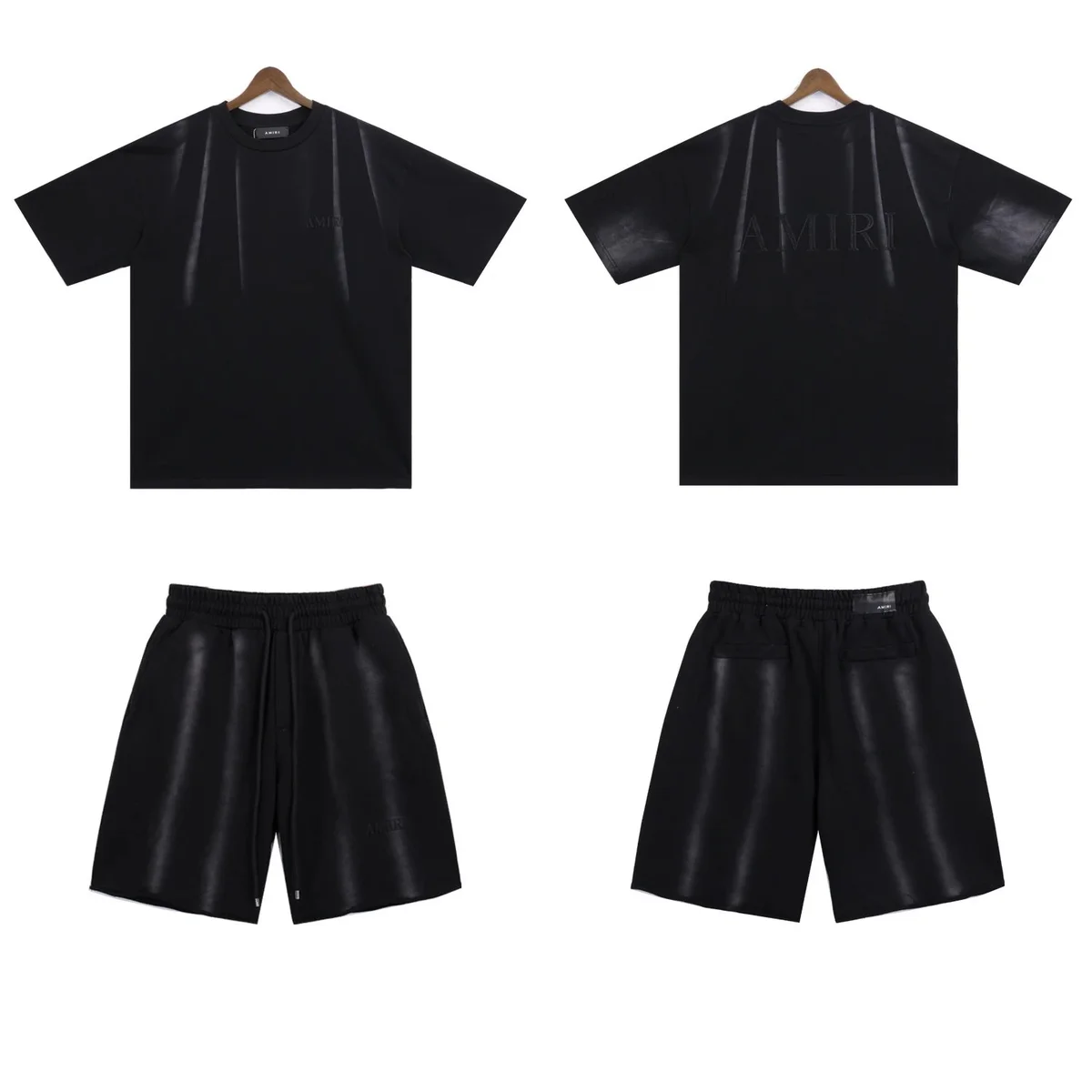 Amiri Amiri Black AMIRI Logo Set T-Shirt & Shorts Black - 1
