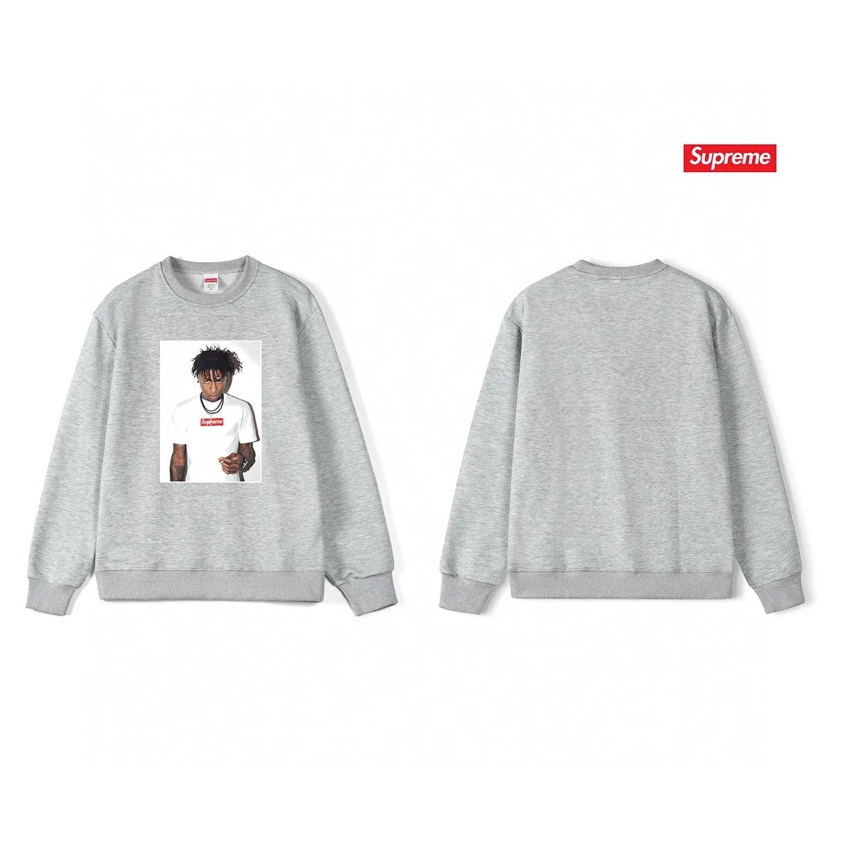 Supreme Supreme Grey Graphic Crewneck Sweatshirt Grey - 1