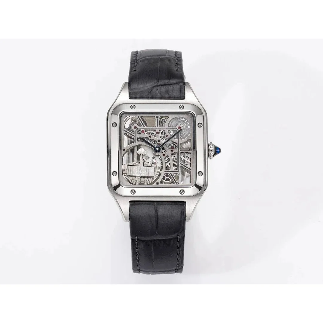 Cartier Cartier Santos Silver/Black Skeleton Watch Silver