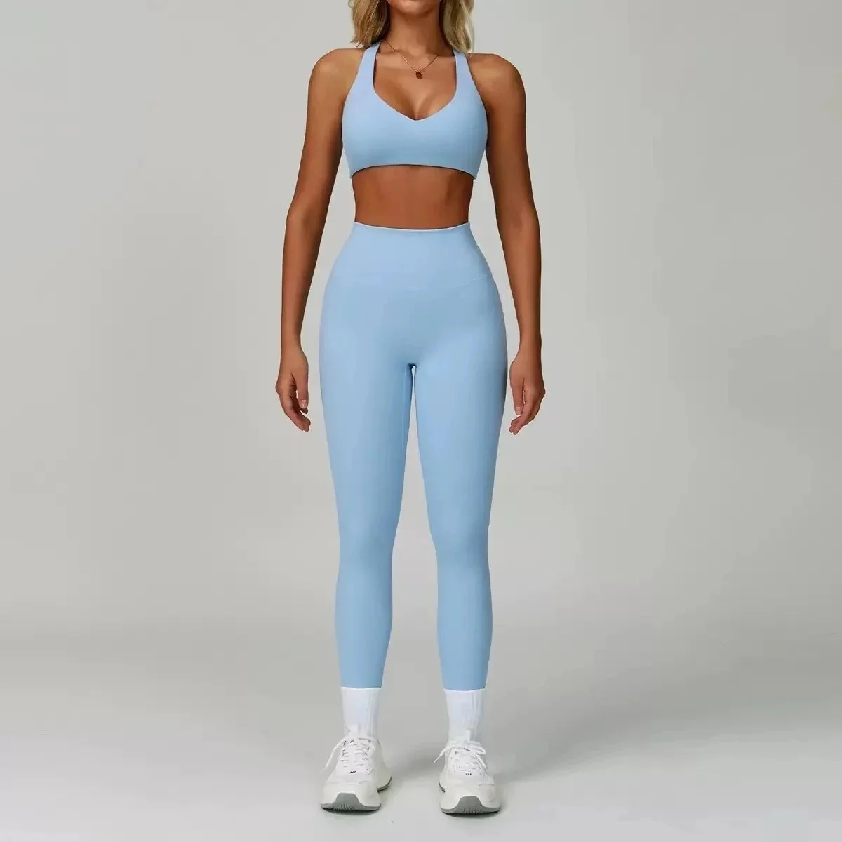 Other Sky Blue Sports Set (Sports Bra + Leggings) Blue - 1