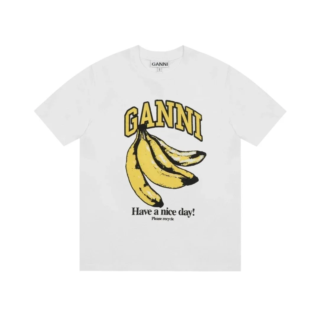 Ganni Ganni Banana Print T-Shirt White White - 1