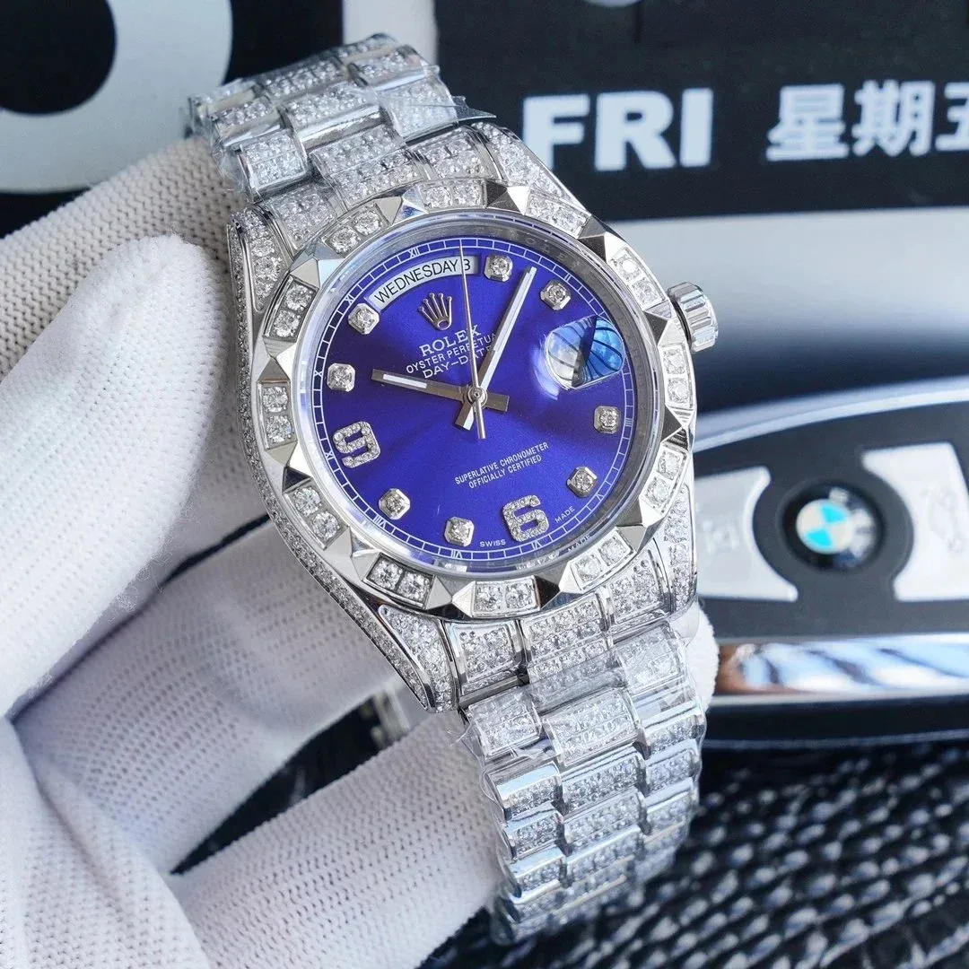 Rolex Rolex Day-Date Blue Dial Diamond Bezel Watch Blue