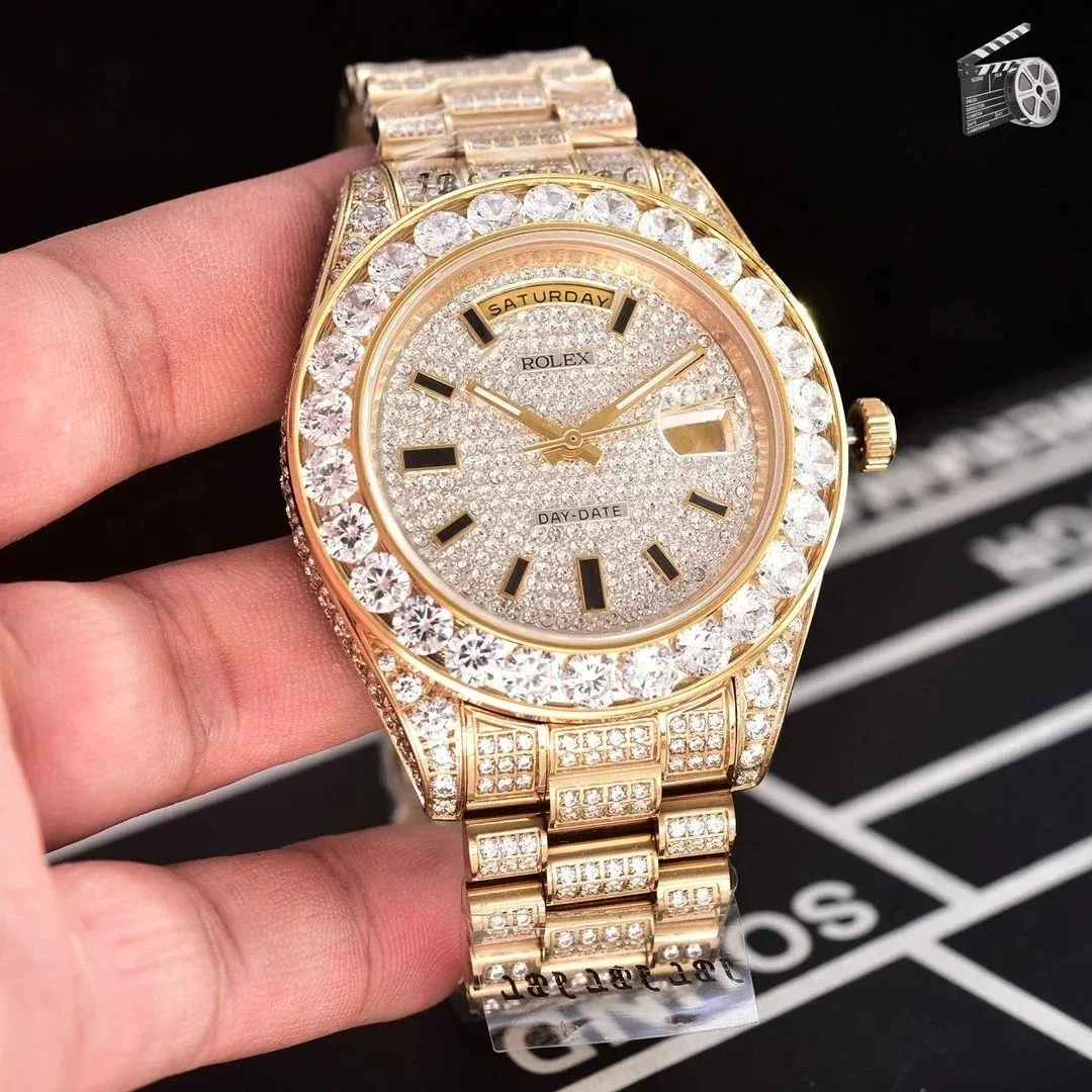 Rolex Rolex Day-Date Full Diamond Encrusted Gold Watch Gold