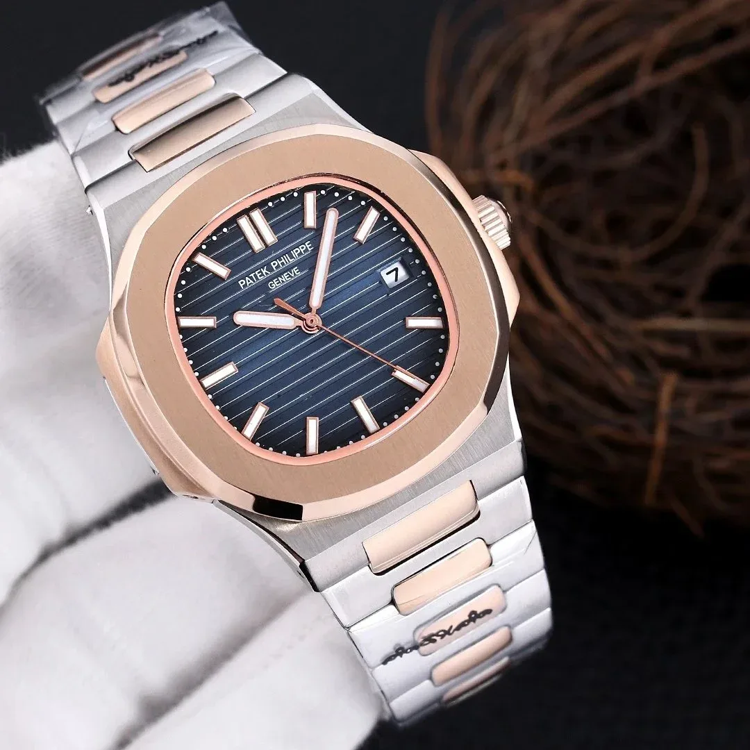 Patek Philippe Patek Philippe Nautilus Blue Dial Rose Gold Steel Watch Blue