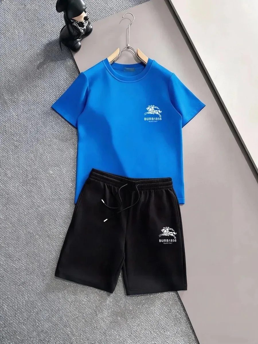 Burberry Burberry BURB1856 Blue T-Shirt & Black Shorts Set Blue - 1