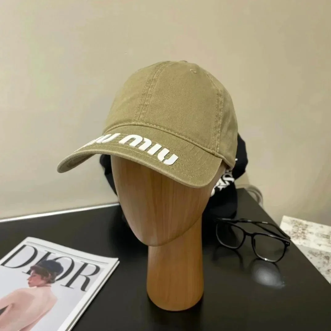 Miu Miu Miu Miu Beige Embroidered Logo Baseball Cap Beige