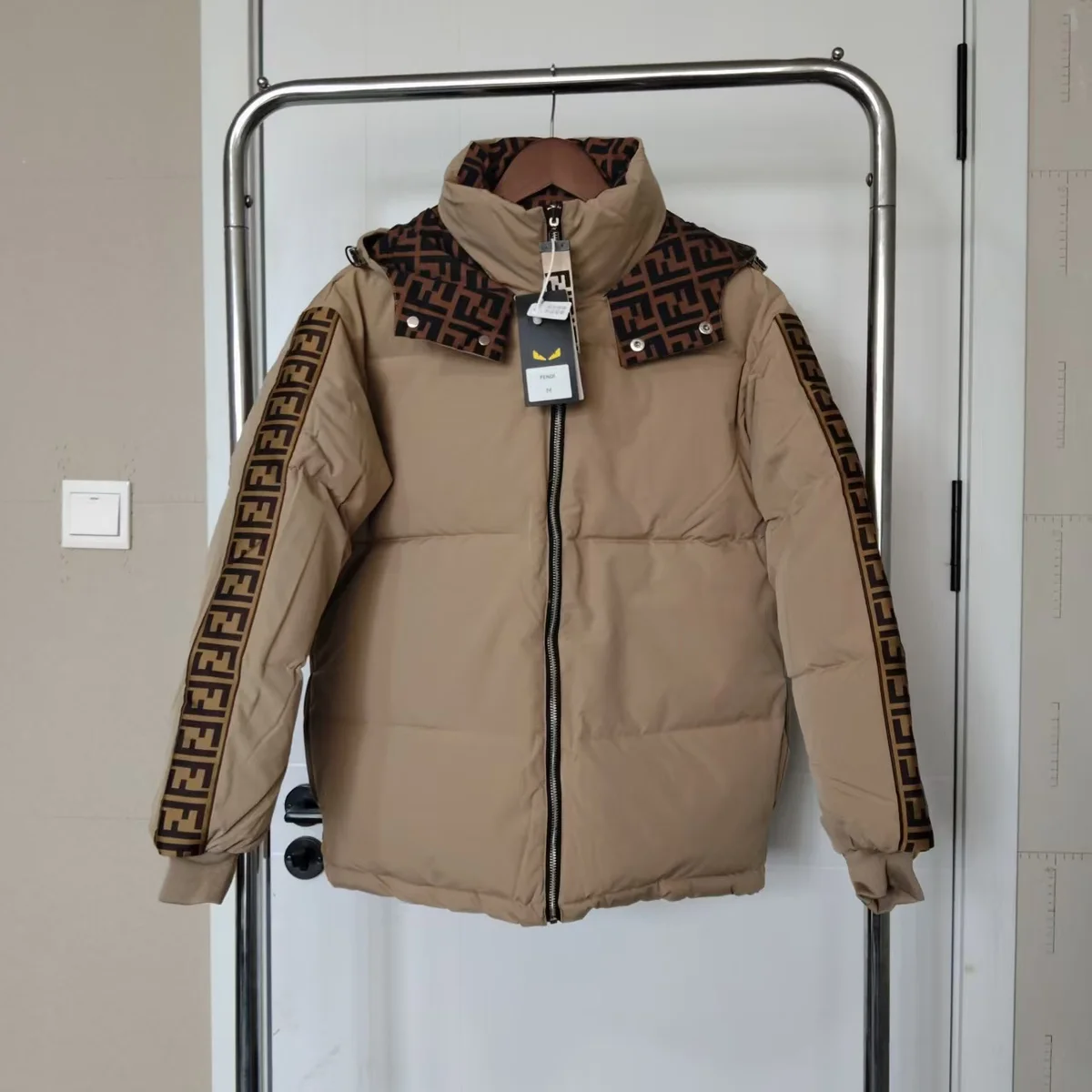 Fendi Fendi FF Monogram Puffer Jacket Beige Beige