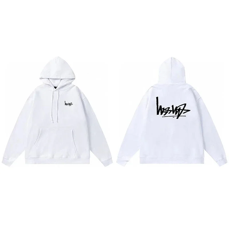 Other White Script Print Oversized Hoodie White - 1