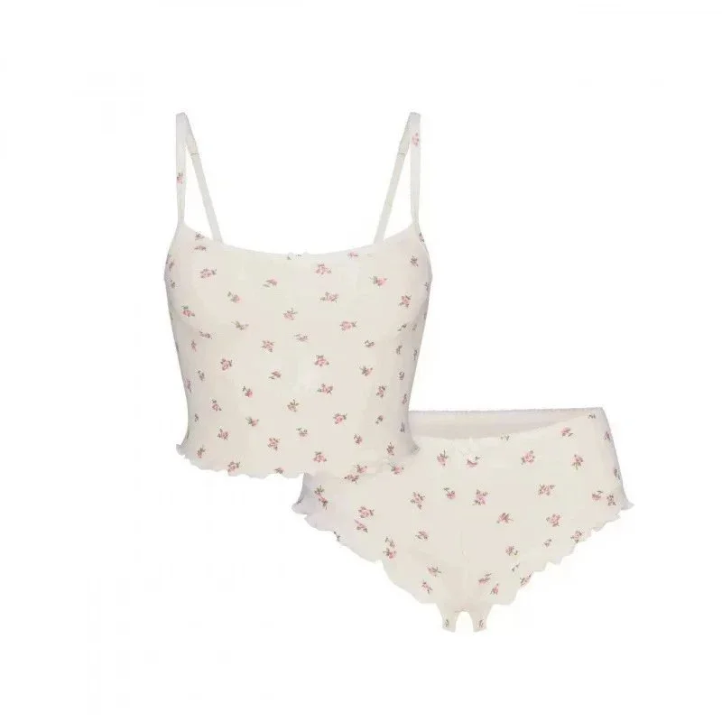 Other Floral Camisole & Shorts Set in Cream Cream - 1