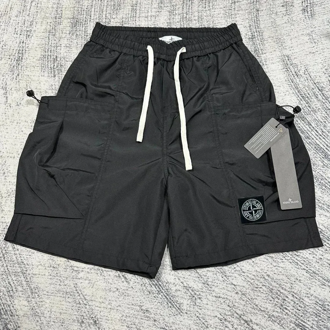 Stone Island Stone Island Black/White Drawstring Shorts Black