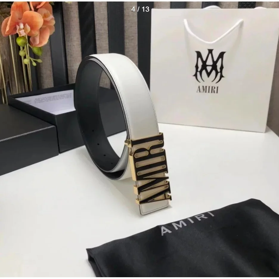 Amiri Amiri White & Black Leather Belt White
