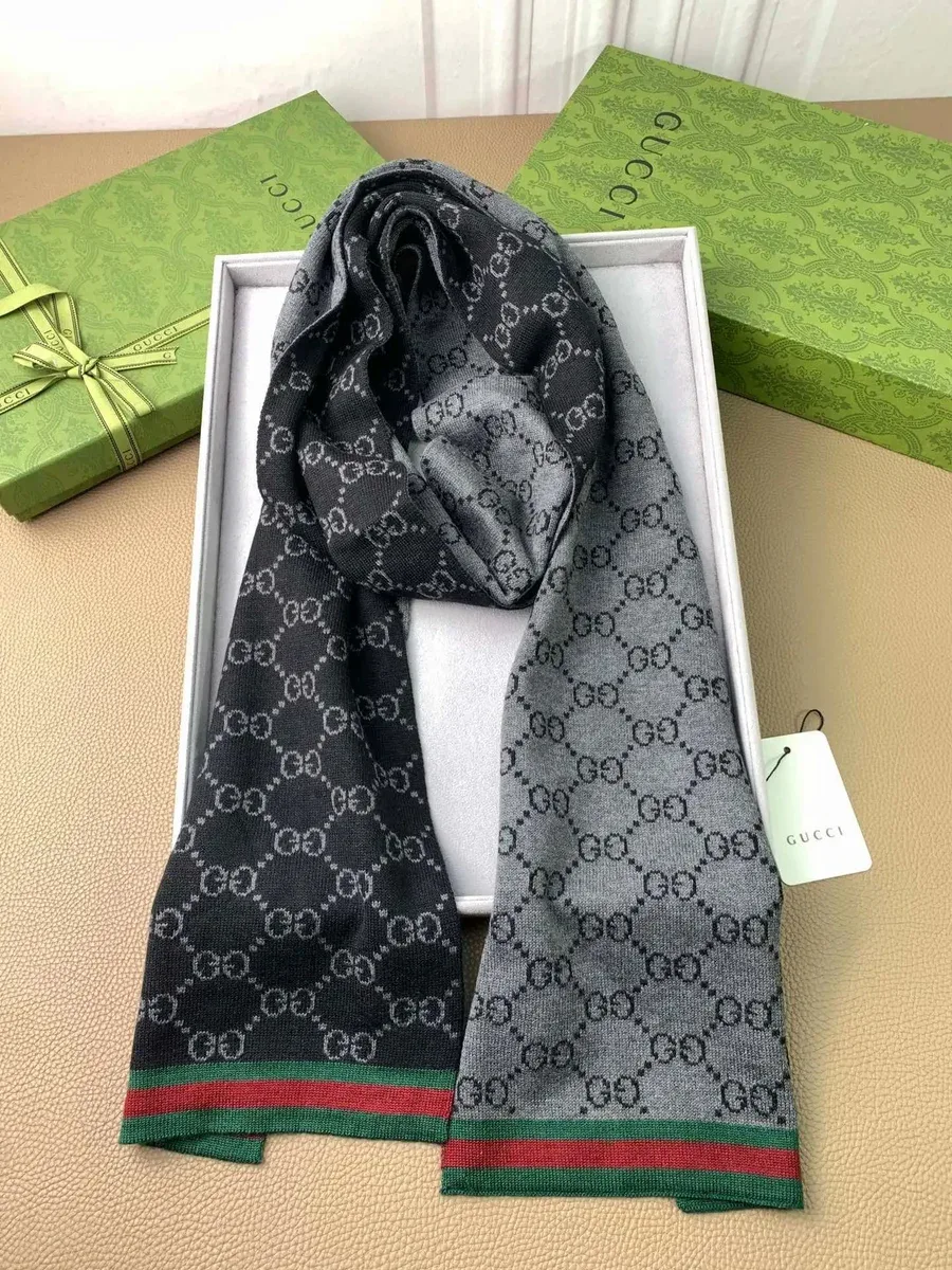 Gucci Gucci GG Monogram Scarf Black/Red/Green Black - 1