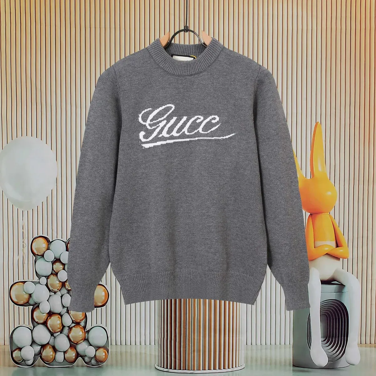 Gucci Gucci Script Logo Grey Sweater Grey