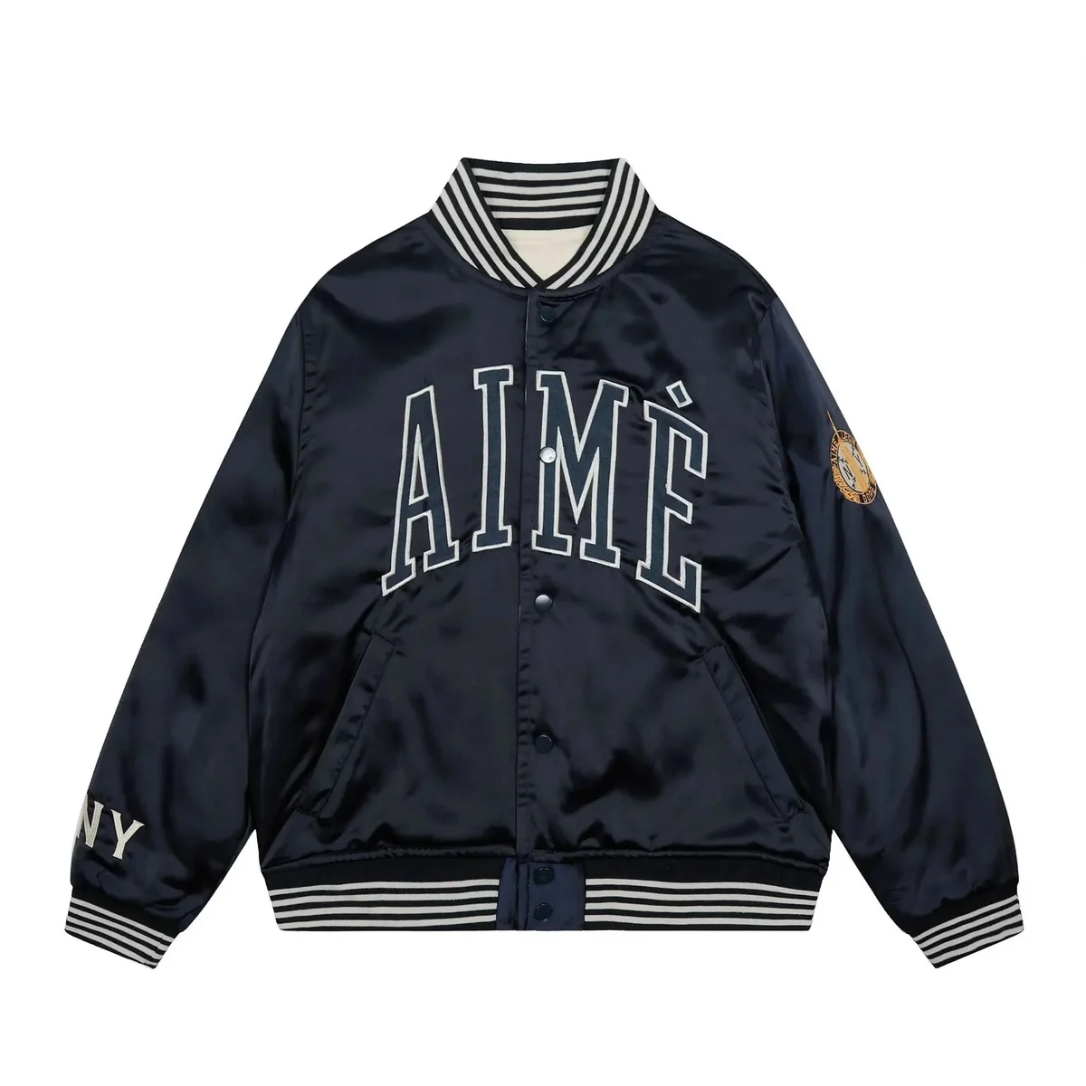 Aimé Leon Dore Aimé Leon Dore Navy 'AIMÉ' Satin Bomber Jacket Navy - 1