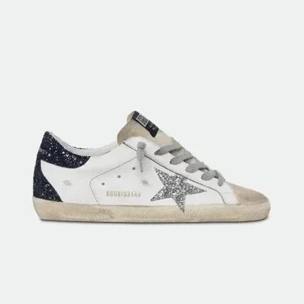 Golden Goose Golden Goose Super-Star White/Navy Glitter Star Sneakers White - 1