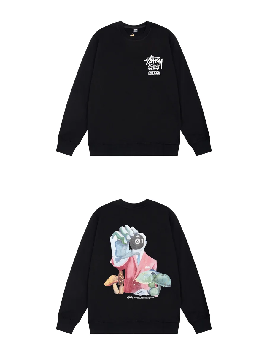 Stussy Stussy Mushrooms in the Clouds Black Crewneck Sweatshirt Black - 1