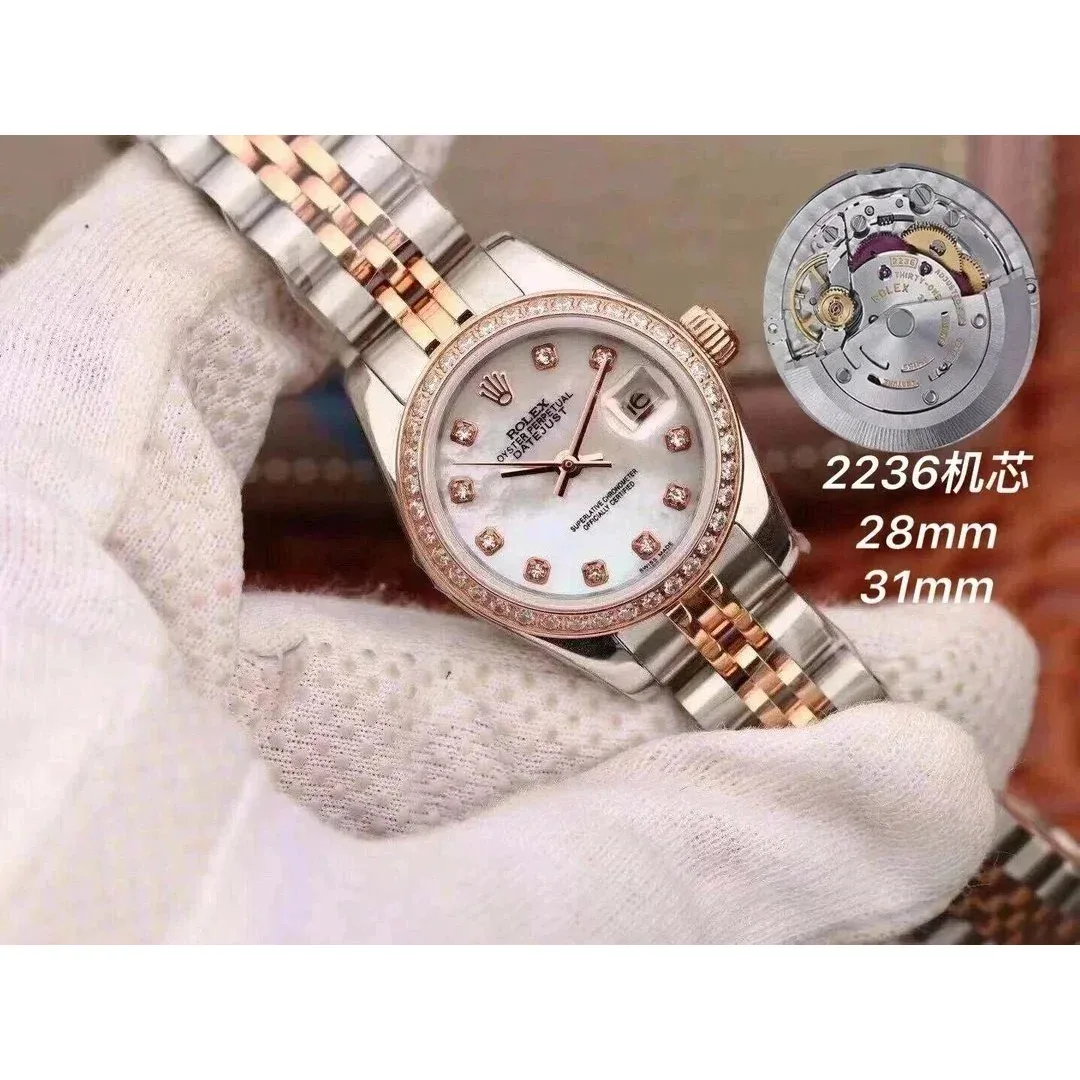 Rolex Rolex Datejust 28mm Pearl Dial Diamond Bezel Women's Watch Silver