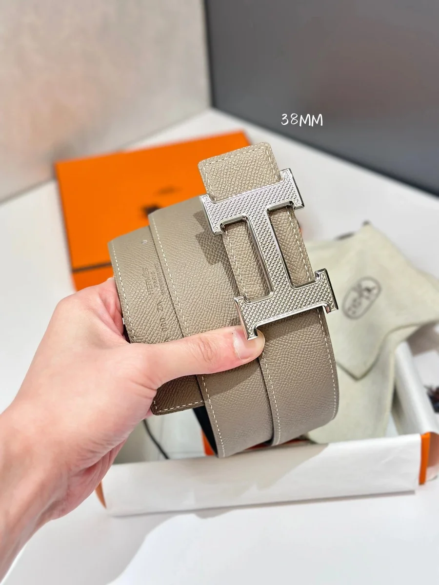 Hermès Hermès Hermès H 38MM Beige Leather Belt Beige