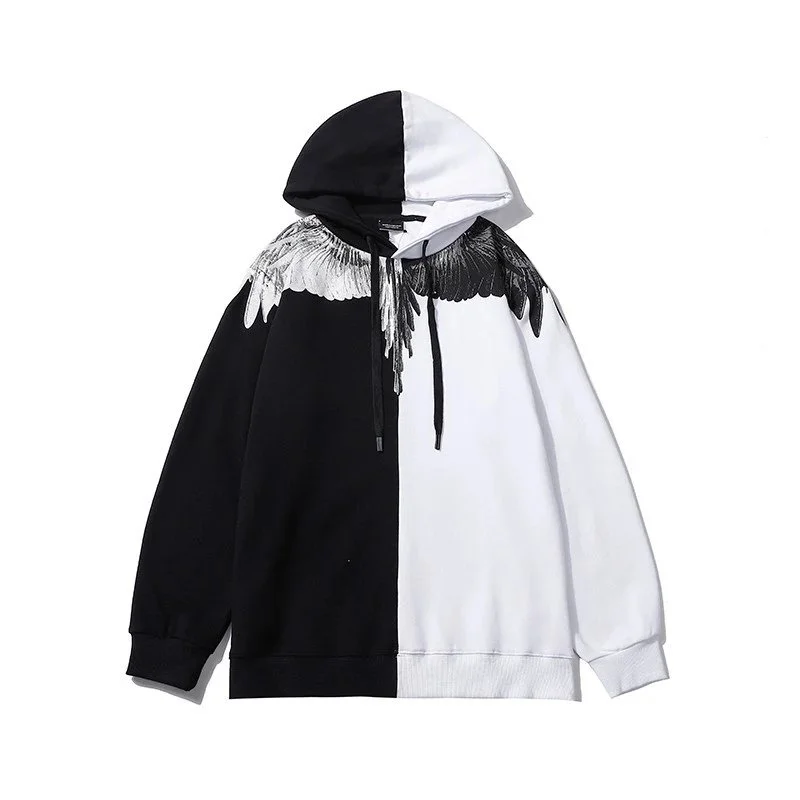 Marcelo Burlon Marcelo Burlon Wings Black/White Split Hoodie Multicolor - 1