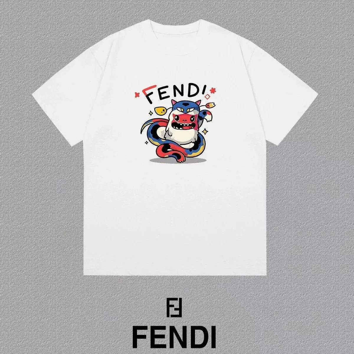 Fendi Fendi El Fendi Cartoon Graphic White T-Shirt White