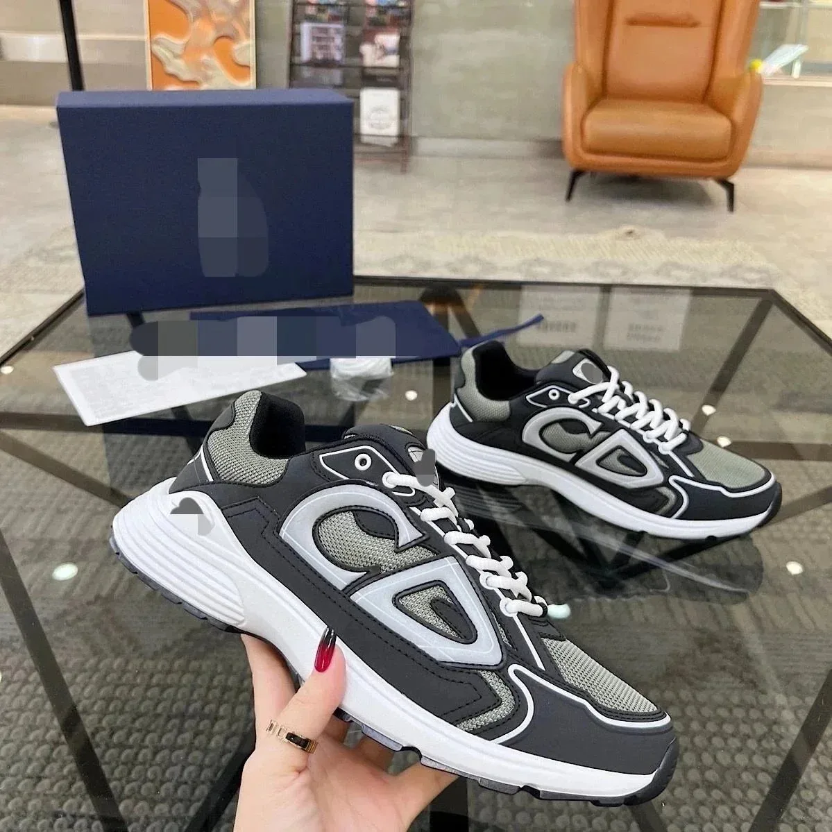 Other Unisex Black & Grey Mesh Sneakers with White Accents Black - 1