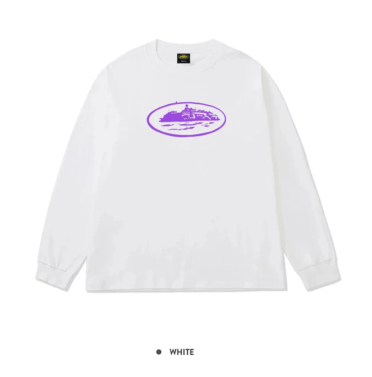 Other Unisex White Long Sleeve Tee with Purple Graphic White - 1
