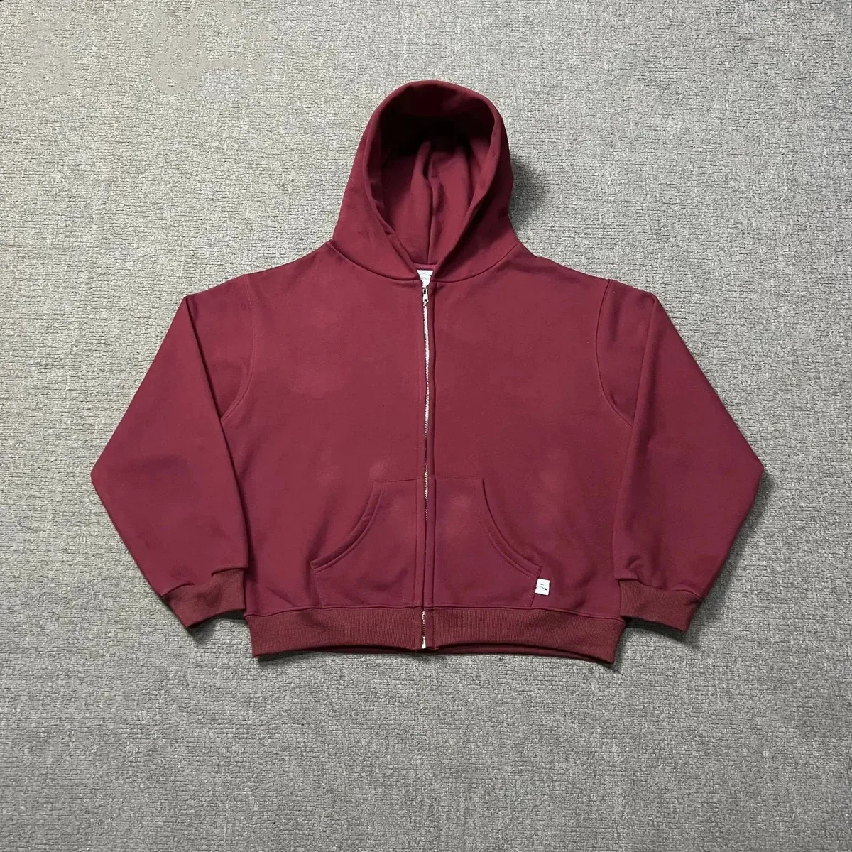 Other Unisex Burgundy Zip-Up Hoodie Red - 1