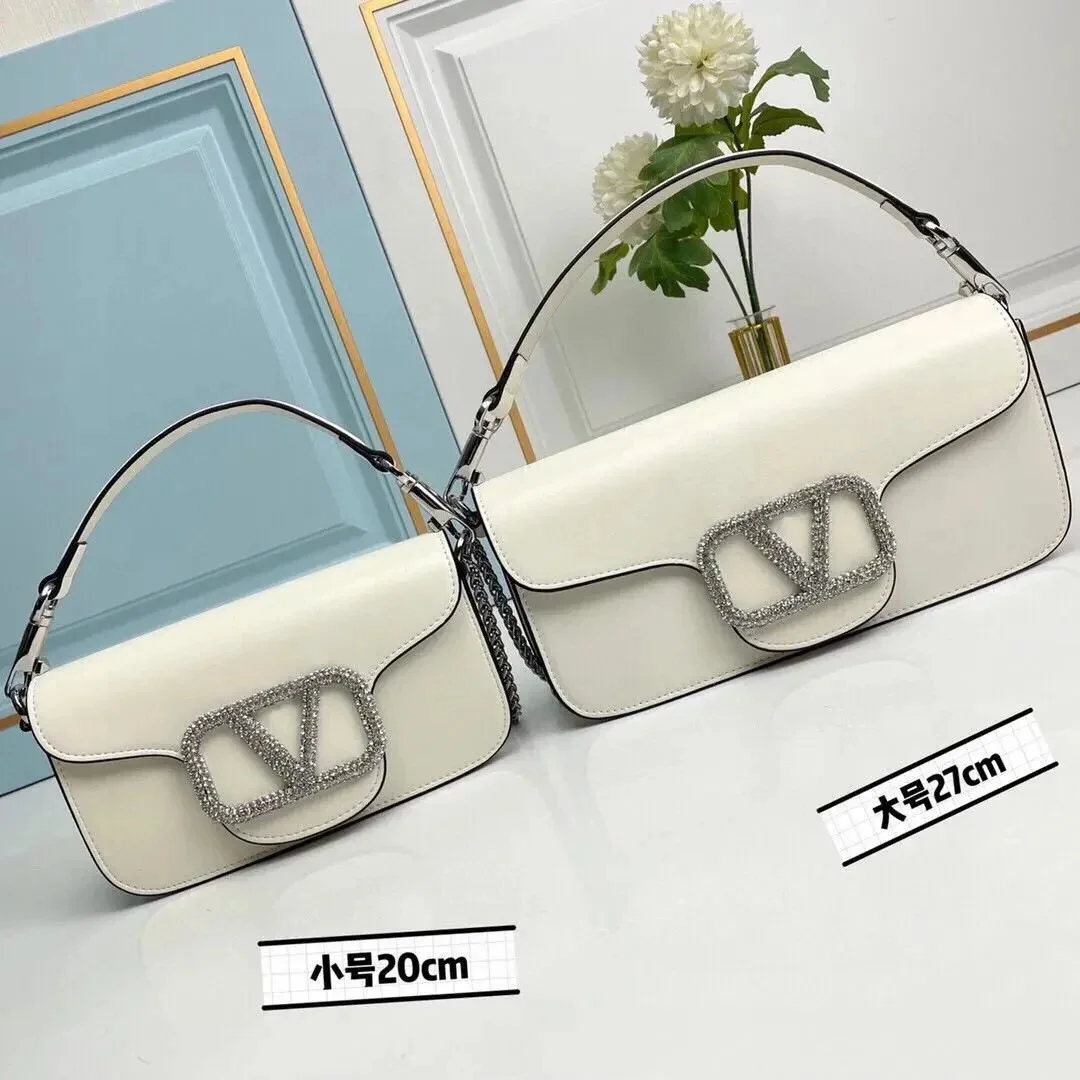 Valentino Valentino VLTN Crystal Buckle Shoulder Bag White White