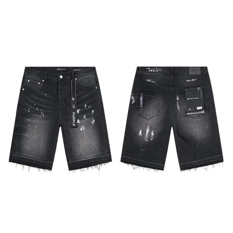 Purple Brand Purple Brand P001 Paint Splatter Denim Shorts Black - 1